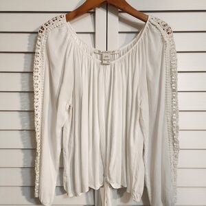 American Rag White Lace Long Sleeve Women's Top (Size XL)